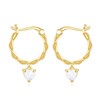 VONALA Heart Hoop Earrings Gold Plated 925 Sterling Silver Opal