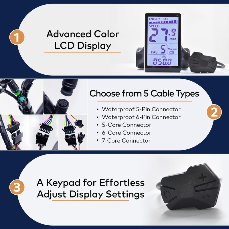 Mcezdy Ebike Display, UART No. 2 Protocol, 24V-60V Aluminum Alloy