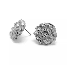 Unisex Hip Hop Style Iced Silver plated Cookie Nugget Fashion Bling Stud Earrings Female Male Casual Elegant - SIZE: 12mm x 12mm