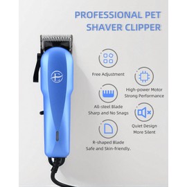 E-Hunter Professional Dog Grooming Clippers Kit, 24V High Power, for Thick Heavy Coats, Quiet, 10 Metal Guard Combs, Brush, for Dogs, Cats, Pets
