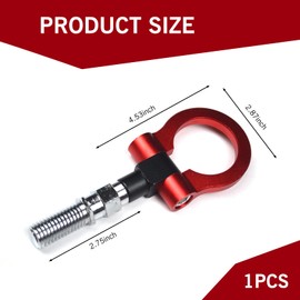 Tesnaao 1 PC Car Bumper Pull Ring, Alloy Stable Structure Knock-Resistant European Trailer Ring Hook, Auto Repair Modification Accessories, Compatible with Most Cars and Trailers (Red & Silver)