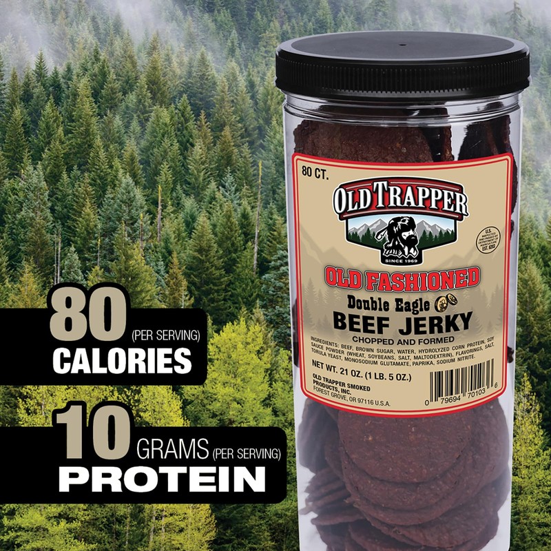 Old Trapper Double Eagle Beef Jerky, Old-Fashioned Flavor, 21oz. 80-Piece