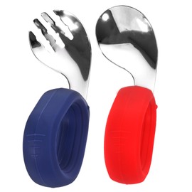 BIUDECO 1 Set Stainless Steel Fork and Spoon Set Short Handle Dining Utensils for Newborn Training Lightweight Comfortable to Clean for Home School Use