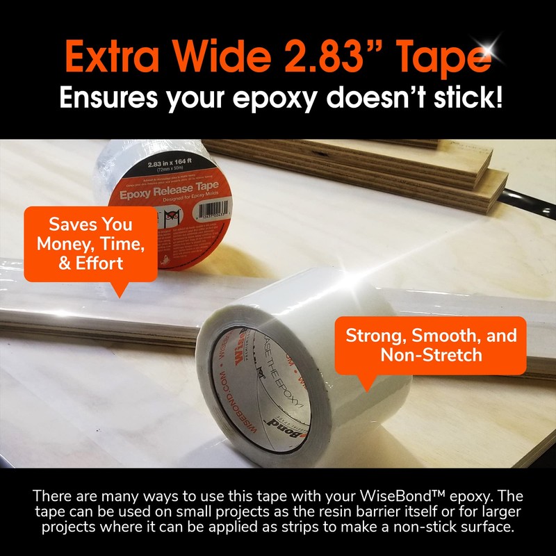 WiseBond 3-Pack Extra Wide Self-Releasing Epoxy Tape for Resin for