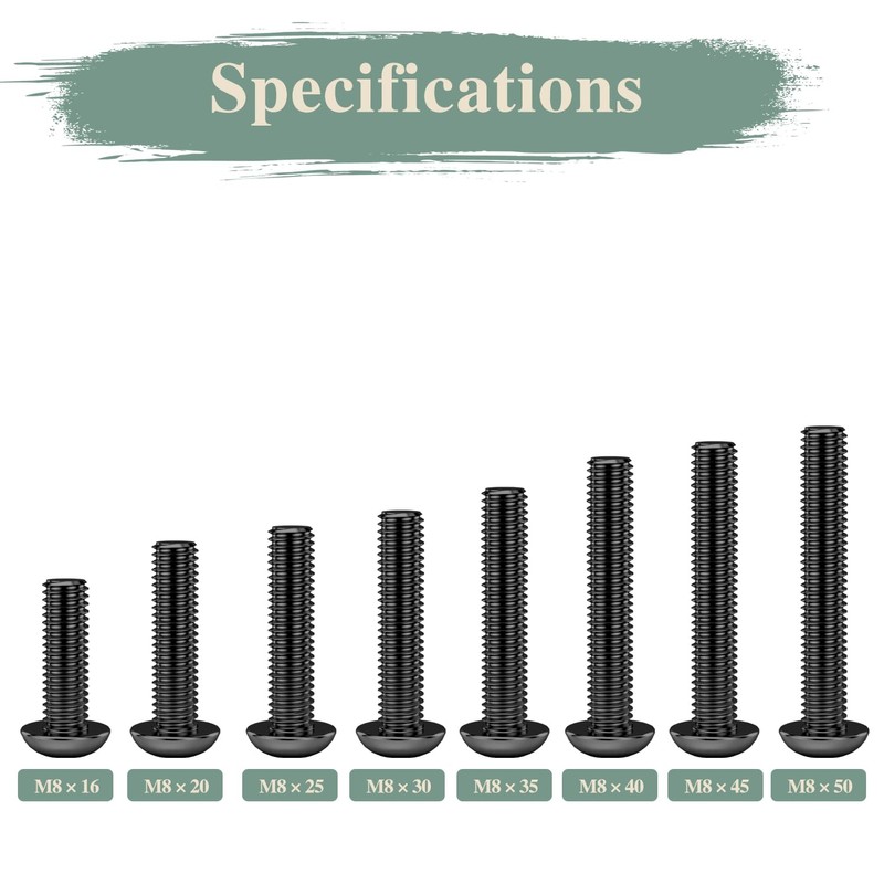 GOHODOMINO M8×30mm Button Head Socket Cap Bolts Screws, Nuts, Flat