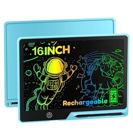 Pizarra Mágica LCD de 16 Pulgadas, Pizarron Magico, Tablero Electrónico de Dibujo a Color para Niños, Pizarra Electrónica Borrable con Cerradura, para en Casa, Estudio, Oficina, Reutilizable (Azul)