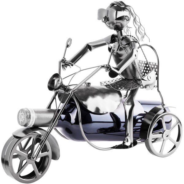 BRUBAKER Supporto per Bottiglie di Vino Motociclista - Trike Tricycle Sculpture Bottle Stand - Regalo di Vino in Metallo per Gli Appassionati di Moto