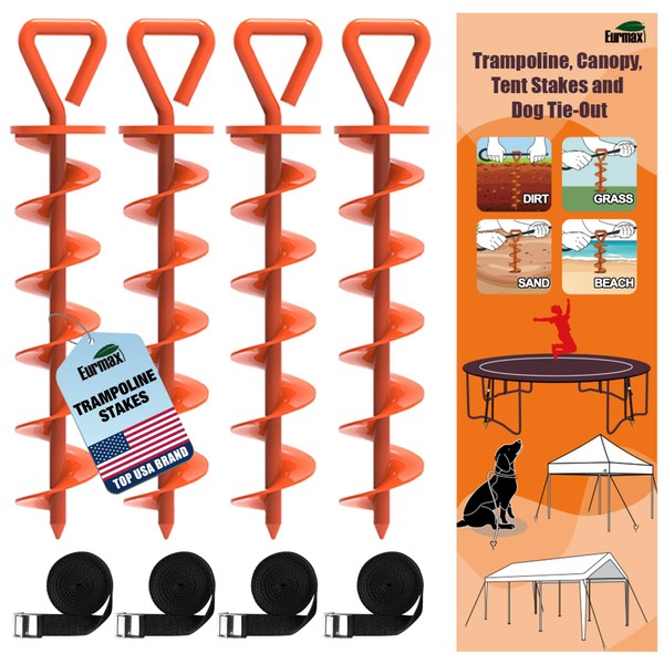 Eurmax USA Trampoline Stakes Heavy Duty Trampoline Parts Steel Stakes