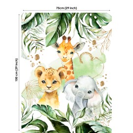 UNIQUE Safari Fabric Panel 29x39 in, Elephant Quilting Panels, Baby Quilt Panel, Cotton Baby Panel, Blanket Panel, Cotton Sateen Fabric Panel for Quilting
