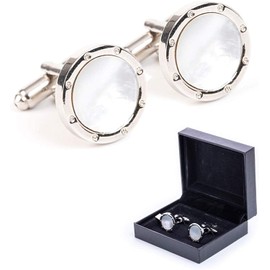 Z・Y・F Cufflinks, Natural White Butterfly Shells, Unique Presence, Men's, Women's, Formal, Business, Weddings, Job Presentation, Funerals, Accessories, Cuff Ornament, Includes Exclusive Box, Copper,