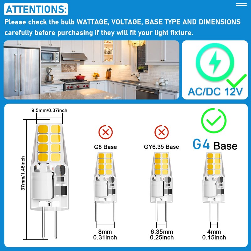 Lacnooe G4 LED Bulb 3W Equivalent to 20W-25W T3 JC