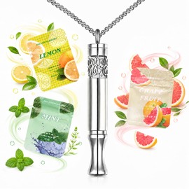 BOLAGTIER Breathing Necklace Stop Smoking Aid with Flavor Filter (Silver)