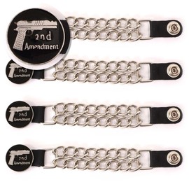 Milwaukee Leather MLA6027SET 2nd Amendment 4-PCS Vest Extender Double Chrome Chains w/Genuine Leather 4" Extension - 4 Inch