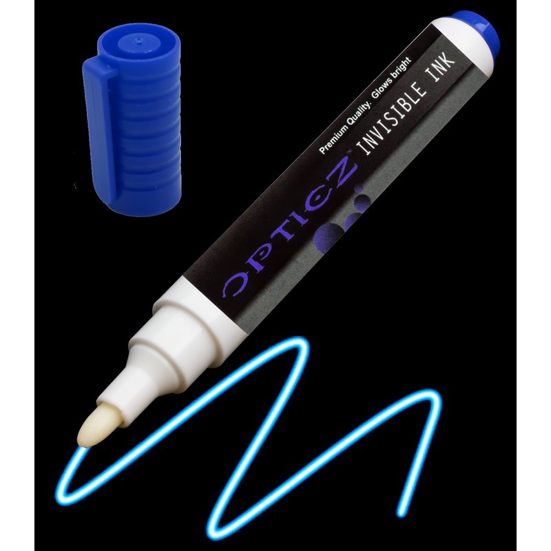 Opticz UV Blacklight Reactive Large Tip Invisible Ink Marker, Blue