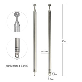 Bingfu 7 Sections Telescopic 74cm AM FM Antenna Portable Radio Antenna Replacement (2-Pack) Compatible with Indoor Portable Radio Home Stereo Receiver AV Audio Video Home Theater Receiver TV Tuner