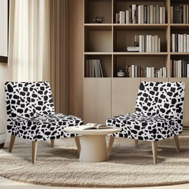Yatixapu Set of 2 Armless Accent Chairs Covers Thick Cow Print Armless Sofa Cover Stretchable Couch Cover Removable Slipper Chair Slipcover Decorations for Living Dining Room Hotel
