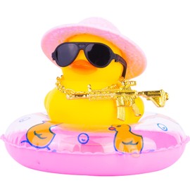 MuMyer Cowboy Duck Car Dashboard Decorations Rubber Duck Car Ornaments with Cool Accessories Mini Swim Ring Sun Hat Sunglasses Scarf or Necklace for Car Dashboard Decoration Accessories