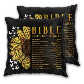Abucaky Pillowcase Set of 2 Bible Verse Quotes with Sunflowers Throw Pillow Covers Shells for Couch Office Bedroom Home Decoration, 18"X18"