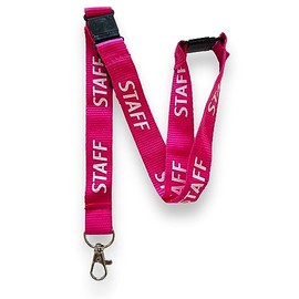 PAC Supplies Global 20mm STAFF Neck Lanyard With 3 Point (Triple) Safety Breakaway (Pink, 10)