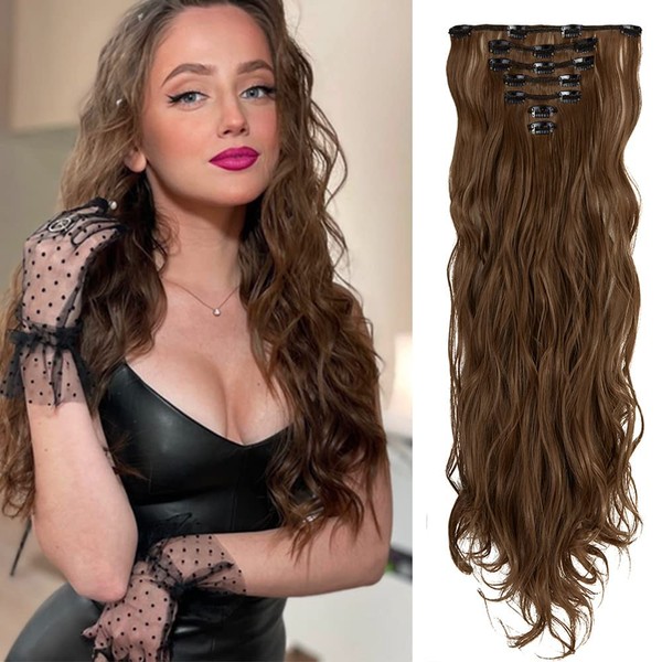 24 Inch Wavy Curly Full Head Clip in on Double