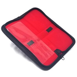 All-Purpose Faux Leather Pouch Zipper Case Versatile Molle with Protective Flap and Elastic Straps to Store Organize Sort Wide Variety of Tools, Holds 2 Instruments, 7"x8"