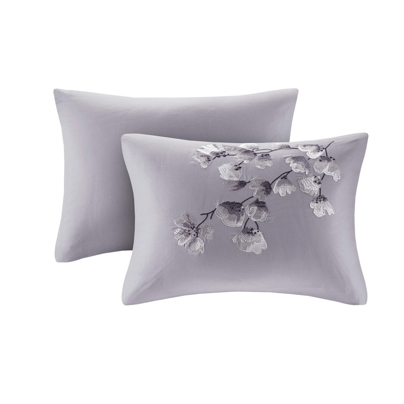 Sakura Blossom 3 Piece Cotton Sateen Printed Comforter Set Lilac