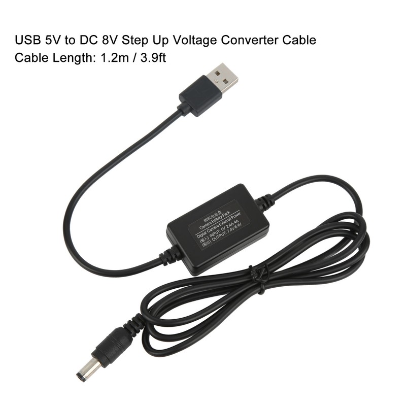1.2m USB 5V to DC 8V Voltage Booster Cable Step