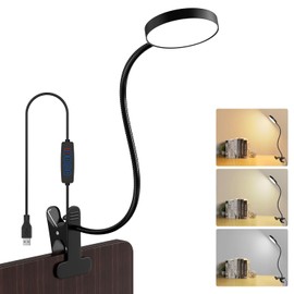 Sunsign 66 LED Luz de Lectura con Clip, 3 Temperaturas de Color con Brillo Ajustable Lámpara de Mesa, Luz de Libro USB Recargable, para Estudio, Leer, Trabajar
