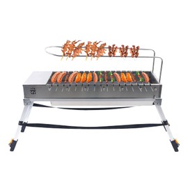 USB Electric Automatic Rotation Barbecue Grill, Commercial Picnic Bbq Grill Stainless Steel Automatic Rotating Rotisserie Bbq Grill Rack Electric Portable Charcoal Grill for Outdoor Camping