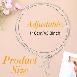 TIESOME Glitzer Gürtel für Damen, Strass Taillengürtel Silber Kristall Kettengürtel Verstellbarer Taillenkettengürtel Mode Bundgürtel Glitzergürtel Für Abendkleid Jeans Kleid