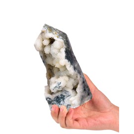 AMOYSTONE Natural Moss Agate Obelisk 0.8-1.3lb - Geode Slab Reiki Healing Tower Chakra Stone Wellness Decor