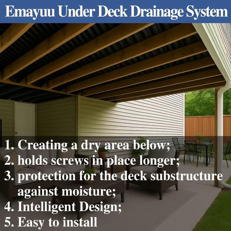 1PCS 50FT Black Waterproofing Membrane Black for Under Deck Drainage