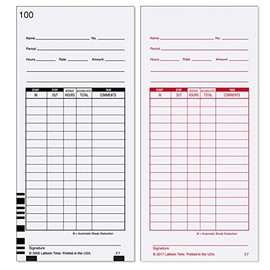 Lathem Universal Time Clock Cards, 2-Sided Bi-Weekly Format, 100 Pack Numbered, White Tag Stock for 7000E Recorder, 3 1/2 X 7 1/4