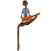 Resin Sitting Jazz Band Guitar Strings Brown Blue Figurine Ornament