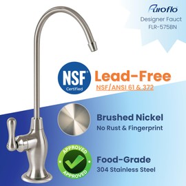 Brushed Nickel Reverse Osmosis Faucet, NSF Certified, Non‑Air Gap for Under Sink Water Filtration System, RO System Drinking Water Faucet, FLR-575BN