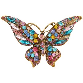 Crystal Rhinestone Butterfly Brooch Elegant Lapel Pins Dress Accessories Jewelry Gift For Women Girls (Multi)