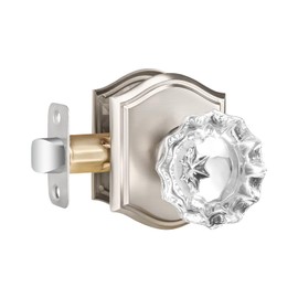 Dllween Crystal Door Knob, Glass Passage Knob for Hall and Closet, Brushed Nickel/Silver