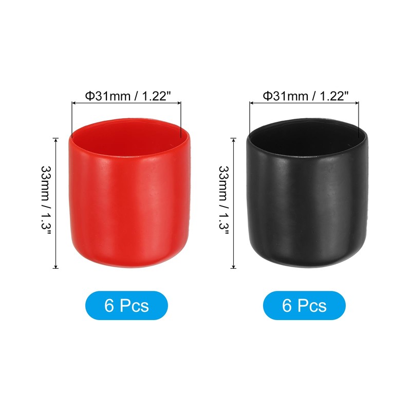 PATIKIL 31 mm Round Rubber End Caps, 12 Pack Vinyl