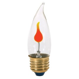 Satco S3657 120V Medium Base 2-3-Watt Flicker Bulb, Clear