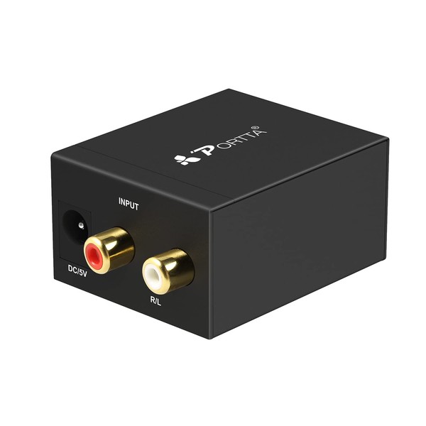Portta Analog to Digital Audio Converter Adapter (Analog to Digital Converter) Converts R/L Stereo Analog Signals to S/PDIF (Optical & Coaxial) Digital Signals ADC Converter