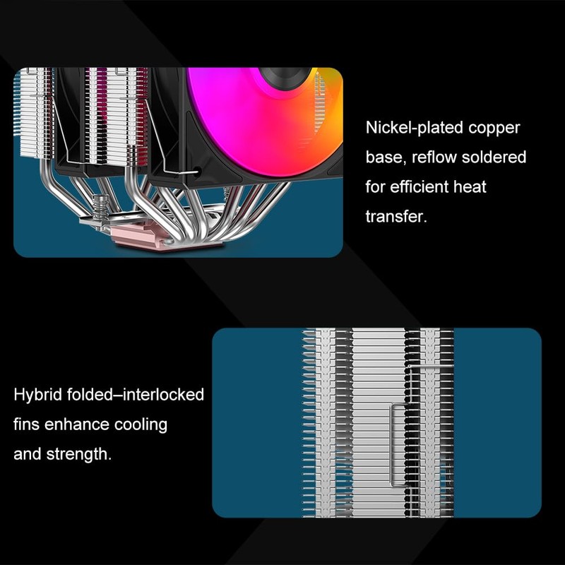 SAMA A60L Dual Tower CPU Air Cooler, 6 Heat Pipes,
