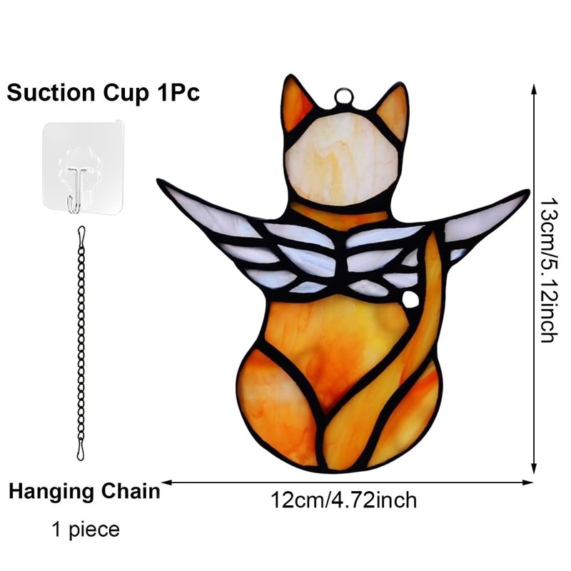 Angel Cat Memorial Ornament, Acrylic Window Hanging Decoration for Cat