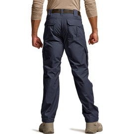 CQR Men's Tactical Pants, Water Resistant Ripstop Cargo Pants, Lightweight EDC Work Hiking Pants, Outdoor Apparel, Duratex Mag Pocket Police Navy, 30W x 32L