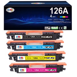 PM Colori 126A Printer Toner Replacement for HP 126A Toner Cartridge Fit for HP Laserjet Pro 100 Color MFP M175nw Toner,cp1025nw Toner,M275 Printer Ink (Black,Cyan, Magenta, Yellow 4-Pack)