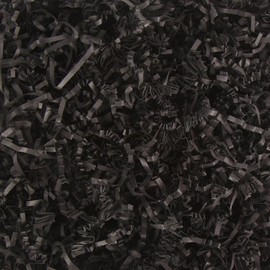 Crinkle Cut Paper Shred Filler, Raffia Paper Shredded Paper Stuffing for Gifts Wrapping Baskets Box Filling Easter Party Supply (Black)