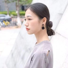 Gold Plated Rose Flower Earrings Black Dangle Drop Jewelry Bridesmaid Gift for Women (Black)