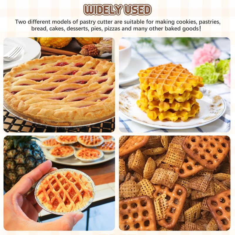 2 Pcs Lattice Pastry Cutters, Pizza Dough Pasta Cutter Wheel