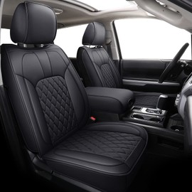 LUCKYMAN CLUB 2007-2021 Tundra Pickup Trucks Car Seat Covers X05-T3 Full Set, Fit SR5 SR Platinum TRD PRO Trims Crew/Crewmax/Extended/Double Cab with Water Proof Faux Leather (Black Full Set)