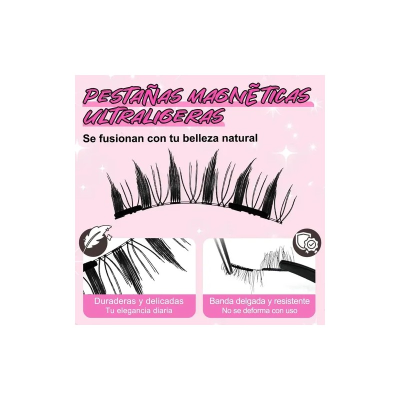 Kit De Pestañas Magnéticas Zynlora® Con Aplicador y 2 Pares
