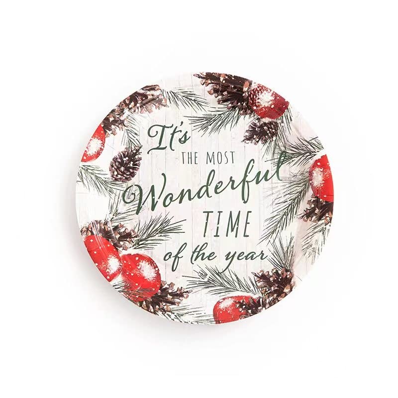 50pcs Disposable Christmas Party Paper Plates in 5 Assorted Designs